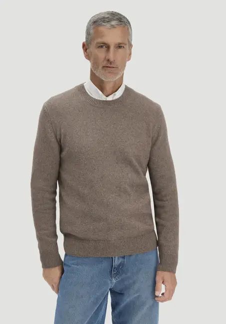 Regular knit sweater made of organic merino wool with organic cotton