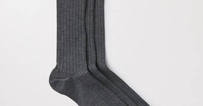 Charcoal Melange Merino Sock 3-Pack | Ribbed Italian Wool | Asket