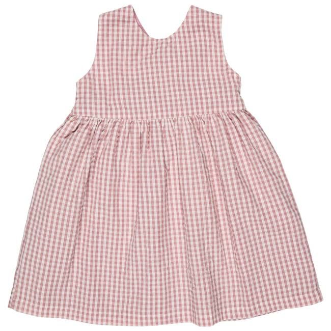 Cross-Back Dress (Seersucker Check) - Pink
