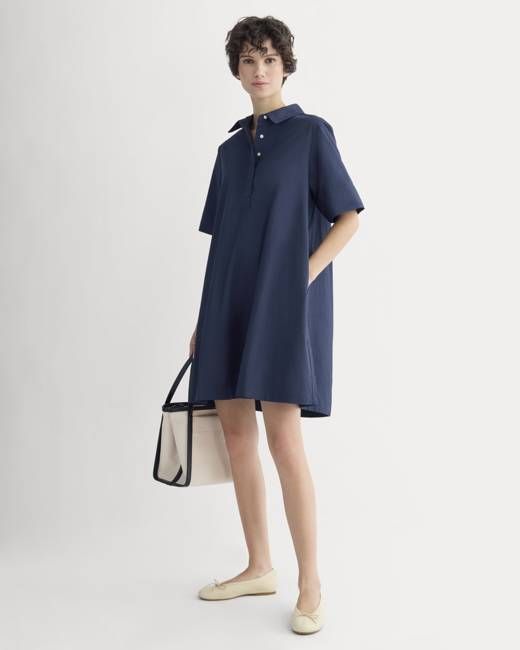 Popover Mini Shirtrdress in Ultrasoft Cotton | Navy