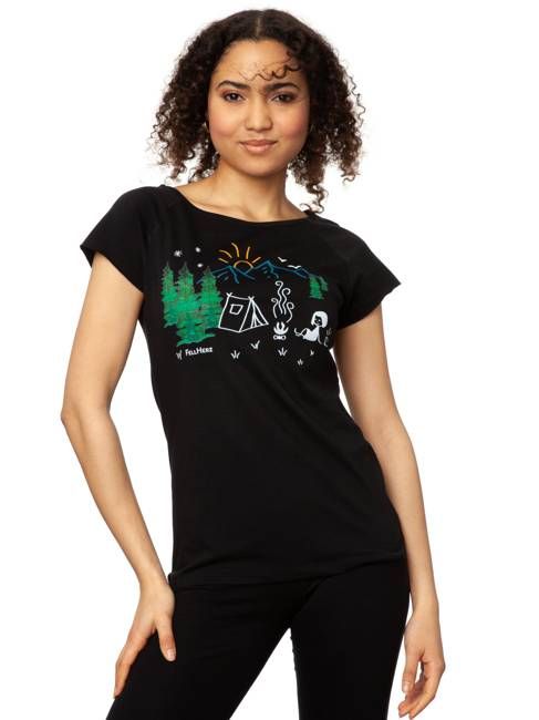 Camping Girl Cap Sleeve black size XS