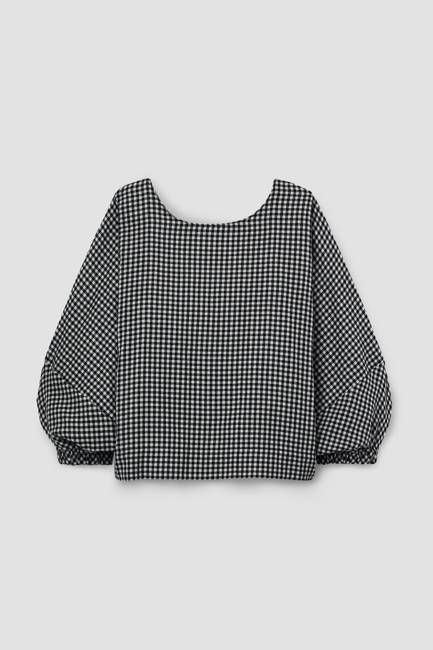 Ivy-Cay Organic Cotton Double Gauze Top in Monochrome Gingham
