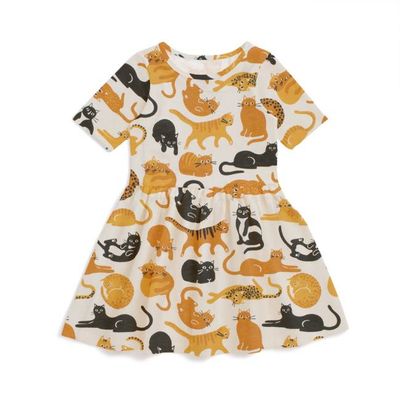 Alberta Dress - Cat Friends Gold & Yellow