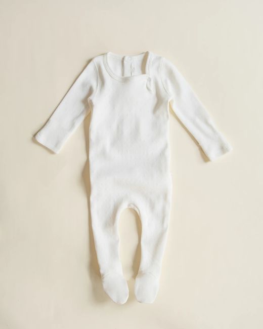 Pointelle Footie - dove white
