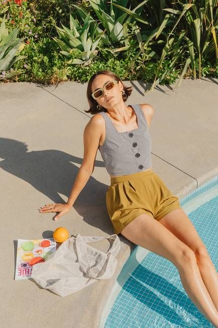 Square Neck Button Front Tank