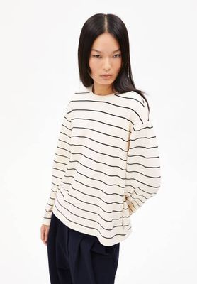 MARYNAA FINE STRIPE LONGSLEEVE| oatmilk-black
