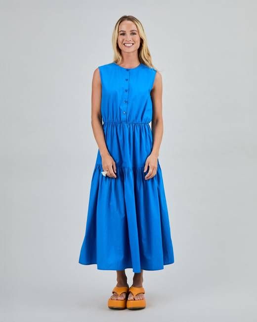 Sleeveless Shirt Dress Blue