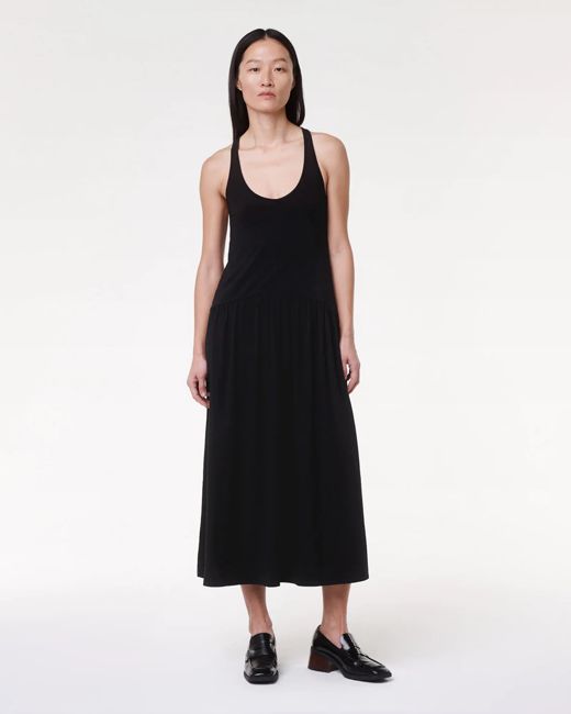 Dropwaist Gathered Tank Dress | Black
