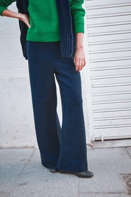 HELENE Knit Pants in Merino Wool - Navy