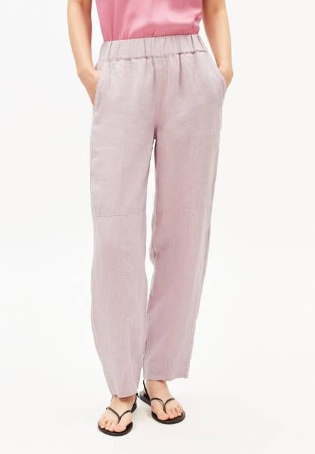 PURE LINEN PULL ON BARREL PANT | pink mist