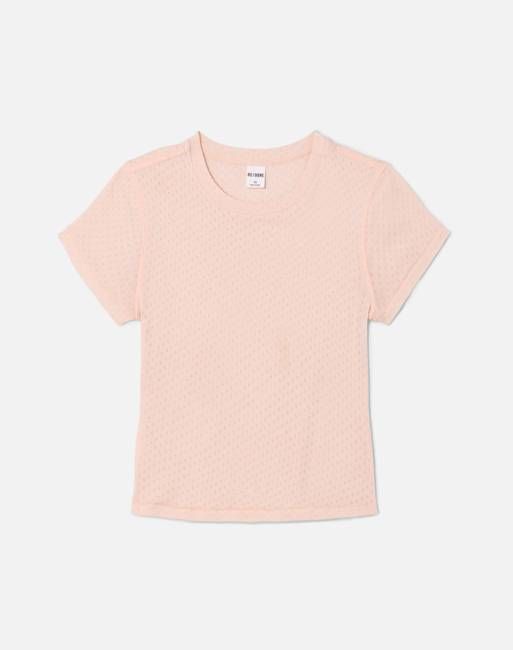 90s Baby Tee - Pink Salt Honeycomb