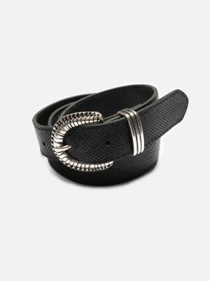 Faux Reptile Leather Belt Black | Nudie Jeans
