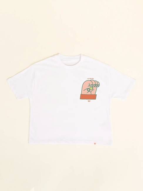 Women's Oversized White Hand T-shirt