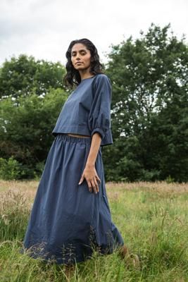 Goldie Organic Cotton Skirt in Midnight