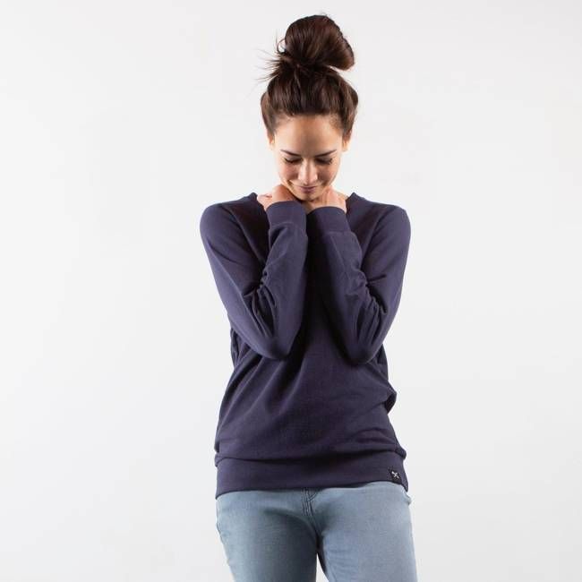 Sweatshirt Inside Out - Gerecycled Biologisch Katoen - Navy blauw