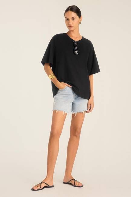 Coast Oversized Boyfriend Tee - Black Cotton Jersey