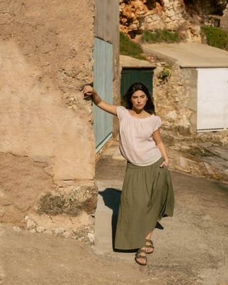 August - Linen Skirt in Khaki