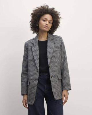 The Oversized Blazer in Wool | Gray Houndstooth