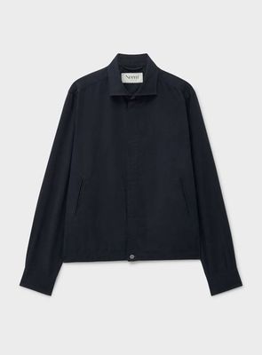 Recycled Italian Flannel Black Cropped Blouson Jacket