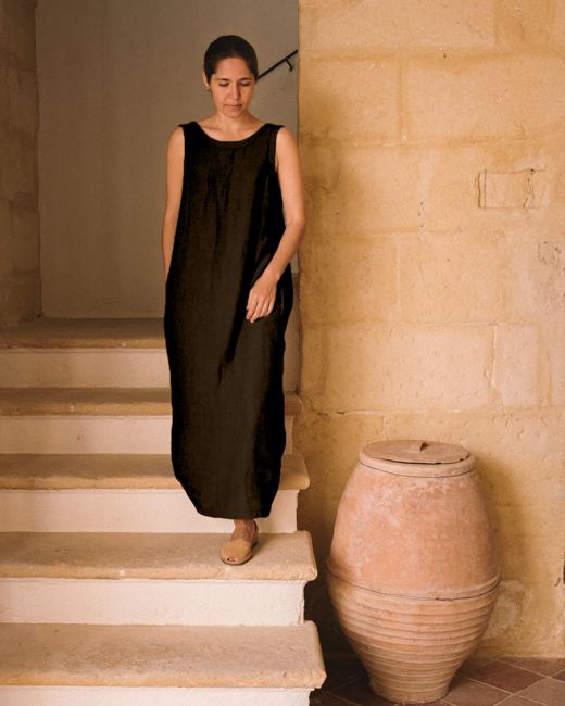 Carmen - Linen Dress in Chocolate