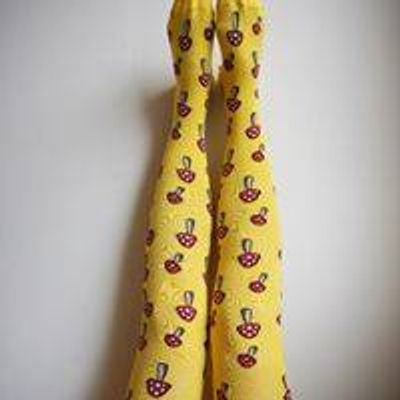 Fun Guy Adult Organic Tights - Mushrooms, Toadstools on Yellow