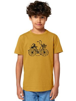 Fahrrad-Mädchen Kids T-Shirt senf