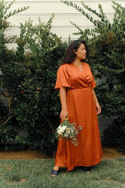 Sample Sale Lola Wrap Dress in Rust Extended