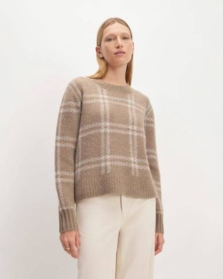 The Alpaca Cropped Crewneck Sweater | Wheat / Lightest Taupe