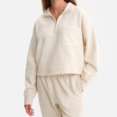 Organic Fleece Cropped Half-Zip Sweatshirt