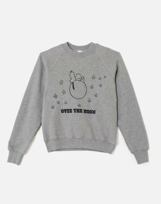 Raglan Crewneck Snoopy Moon - Heather Grey