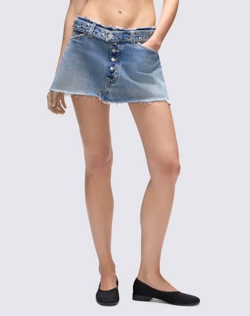 Levi's Multi Stud Raw Waist Mini Skirt - Indigo Multi Stud