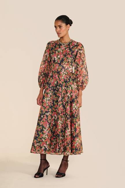 Mikela Navy Japanese Floral Dress