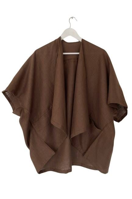 NEW! Petite LINEN Kimono Chocolate Brown