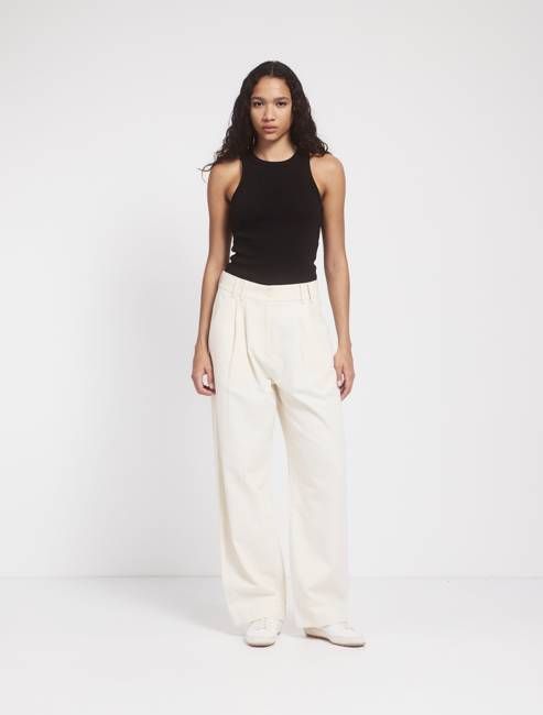 Apollo Cotton Linen Blend Loose Pant in Whisper White