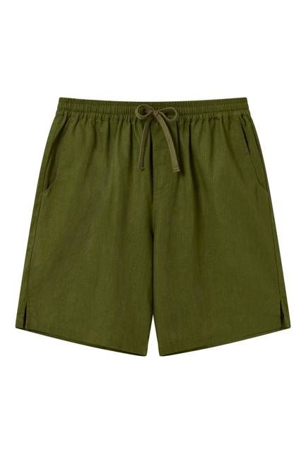 JERRY - Linen/oc short- Khaki