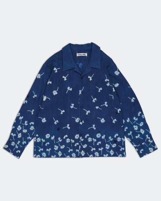 Greetings Shirt LS - Falling Daisy Indigo