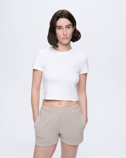 Womens Summer Cropped T-Shirt—Off-White