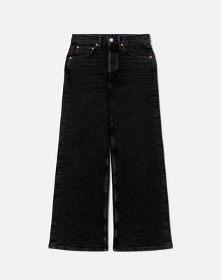 Comfort Stretch High Rise Wide Leg Crop - Black Vein