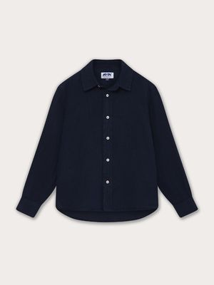 Kids Navy Blue Abaco Linen Shirt