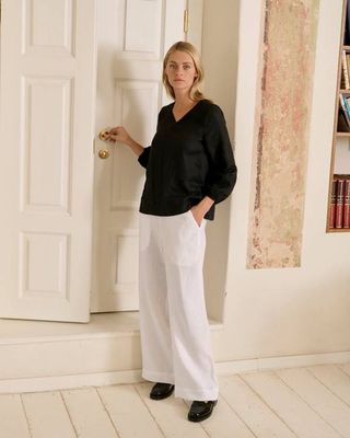 Georgina - Linen Trousers in White