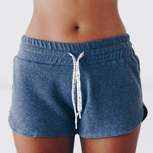 SHORT - gerecycled katoen - BLUE NEPPY MELANGE