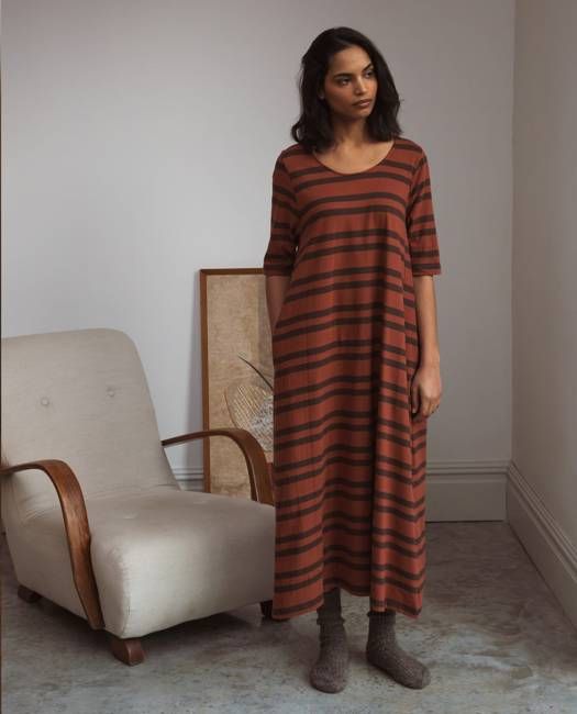 Victoria-Sue Organic Cotton Dress In Tortoiseshell & Chocolate