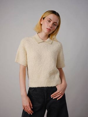 Bouclé Collared Ruben Tee - Calcite
