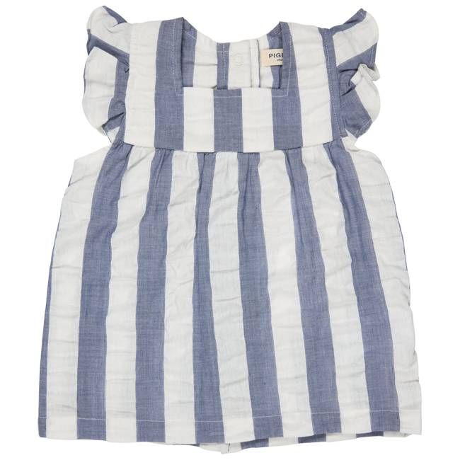 Frill Sleeve Seersucker Tunic Top - Indigo