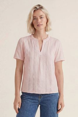 Vienna Kurzarmbluse aus Baumwolle | Blush