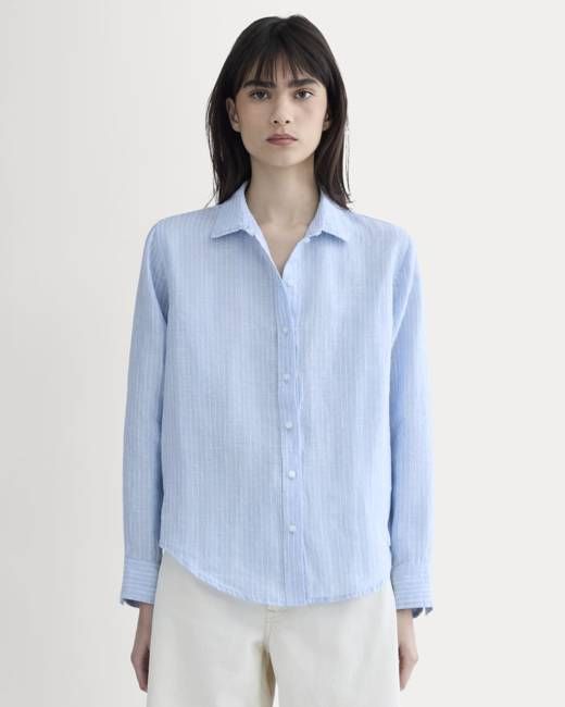 The Must-Have Shirt in Linen | Sky Blue / White