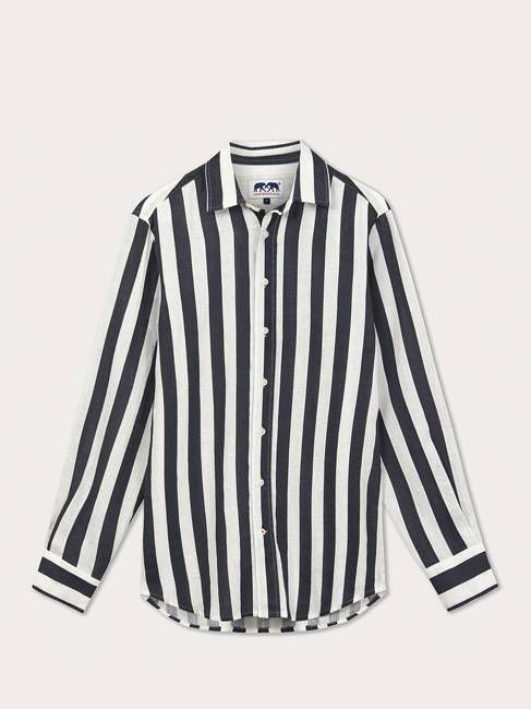Men's Navy Candy Stripe Abaco Linen Shirt