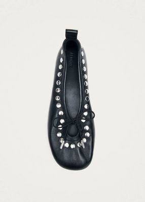 Rosalind Studs Black Leather Ballet Flats