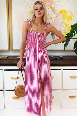 Santiago Sundress - Pink Yarrow Stripe