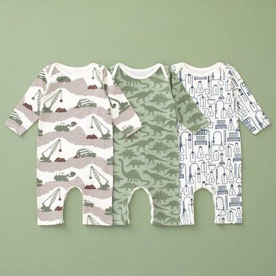 Long-Sleeve Romper Bundle - Little Scientist Blue & Green